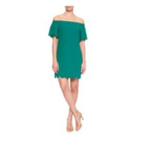Banana Republic Dresses & Skirts - Banana Republic Green Off-shoulder Scallop Dress